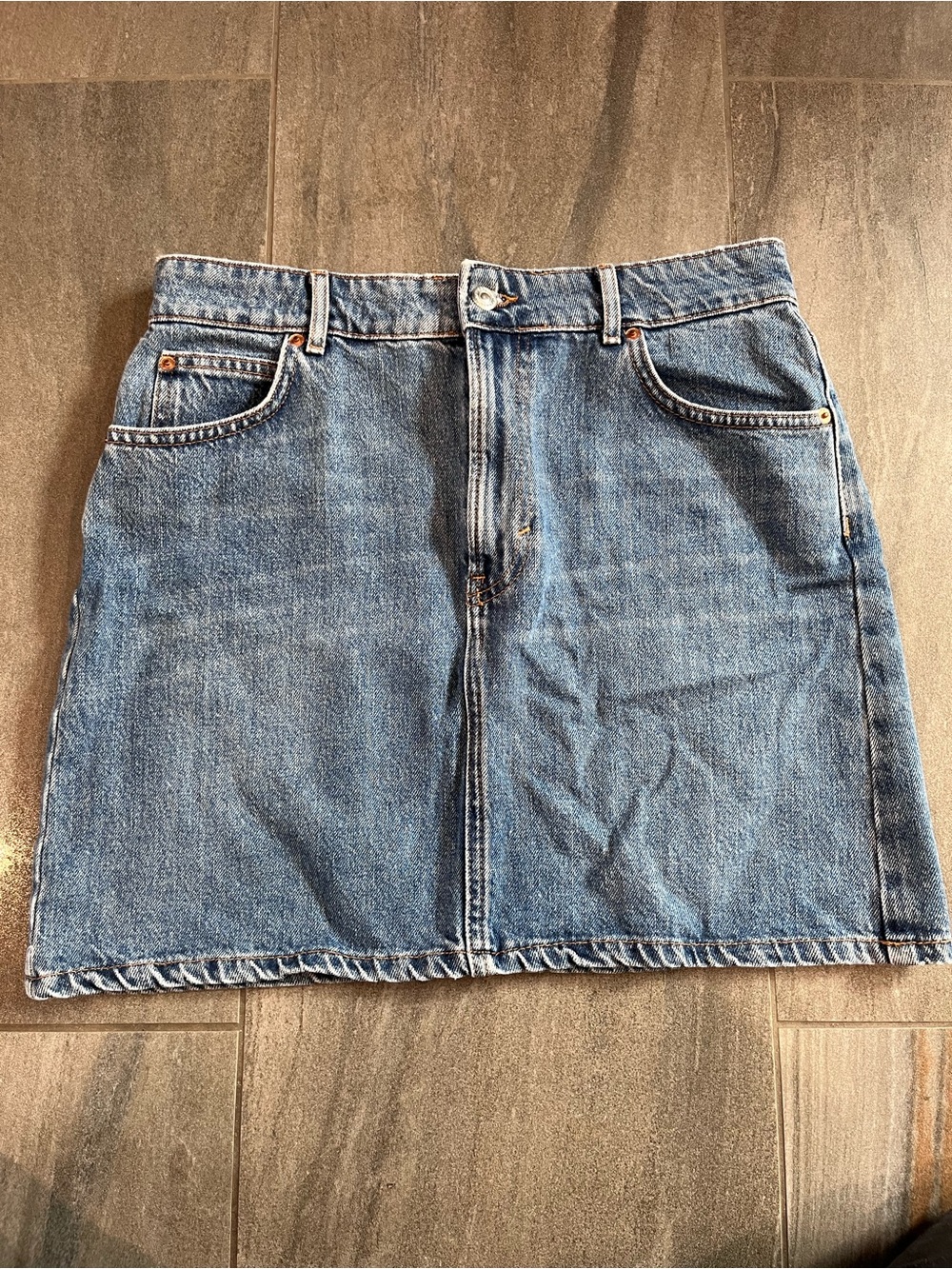 Topshop Women’s 8 Medium Wash Blue Denim Mini Skirt